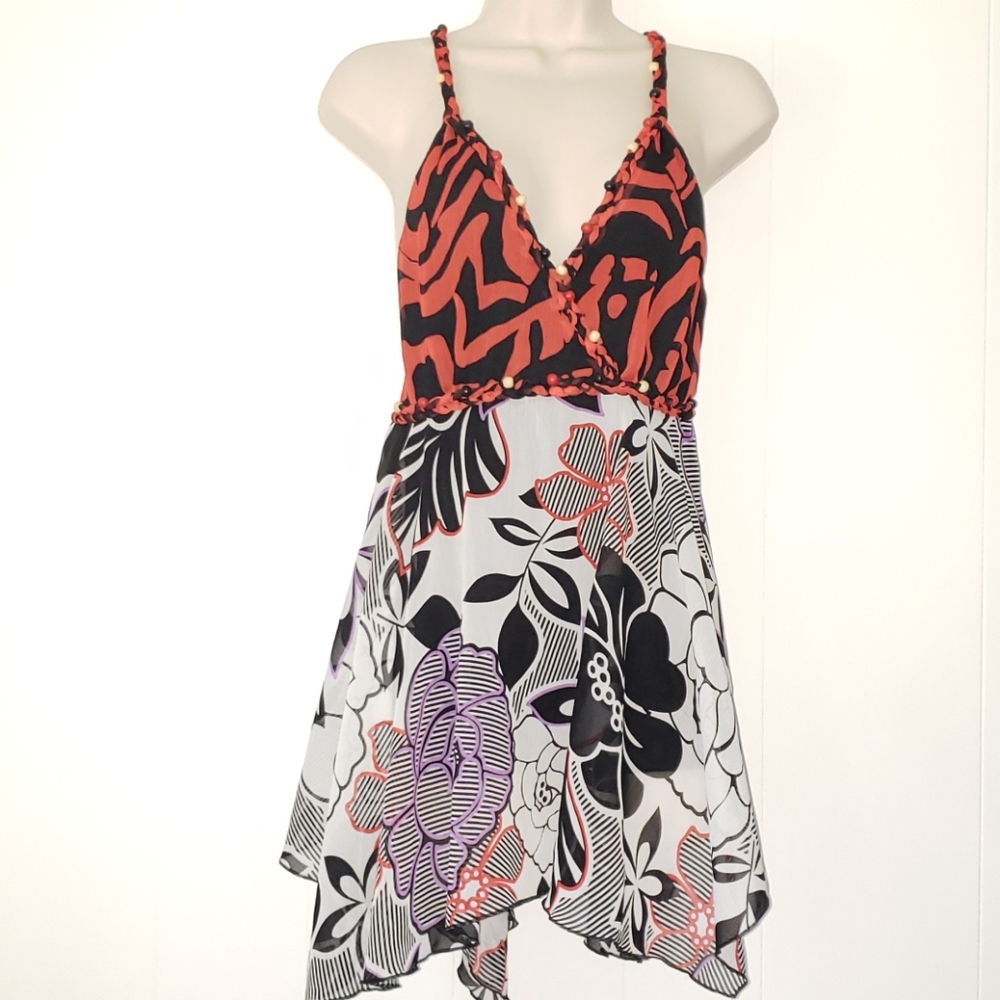 Bisou Bisou Chiffon Hi-Lo Tunic womens Large